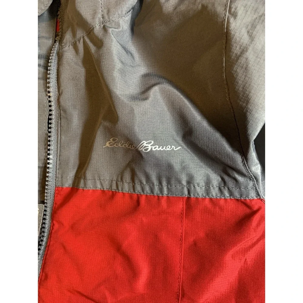 Eddie Bauer ~Big Kids~Boys~ Nylon Red & Gray Hooded Windbreaker Sz XS 5/6‎